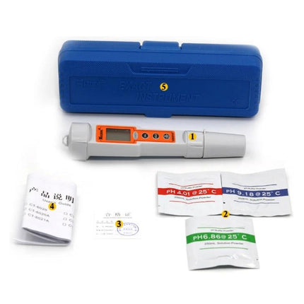 Kedida Portable Digital Multi-Function Water Quality Tester handheld pH conductivity temperature meter with calibration packets and blue case