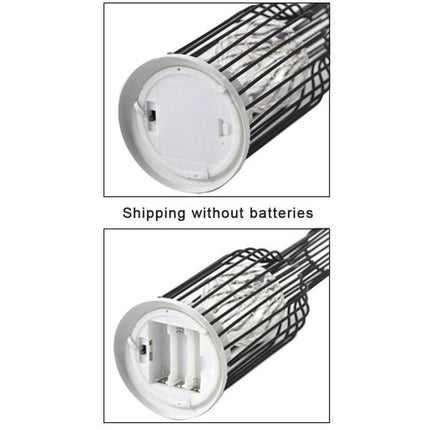 Retro LED Table Lamp for Evening Home Reading and Decor showing underside battery compartment and iron cage detail