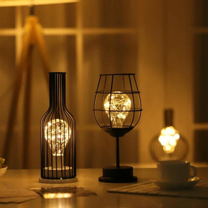 Retro LED Table Lamp for Evening Home Reading and Decor on bedside table with warm vintage iron-cage design and soft glare-free light