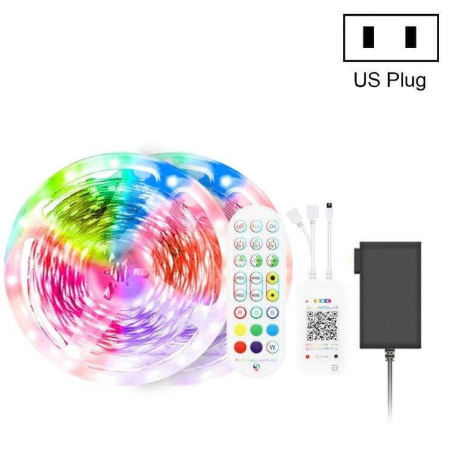 Bluetooth RGB LED Light Strip 20M For Ambient Home Lighting kit with 12 light bars, remote, IR receiver and US power plug