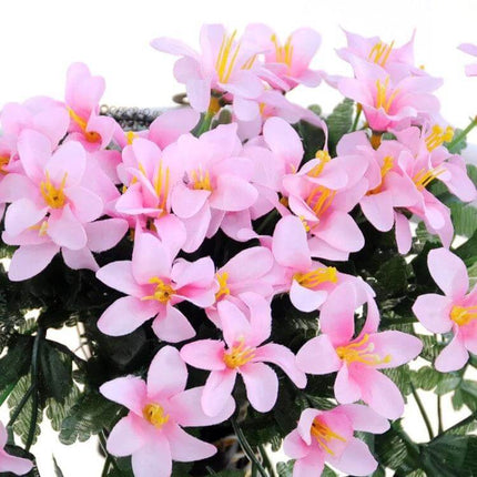 Artificial Lily Wall Hanging Vine Basket Decor For Home - pink crepe fabric lilies with 4 flowers on 80cm branch, Chinese pastoral style wall accent
