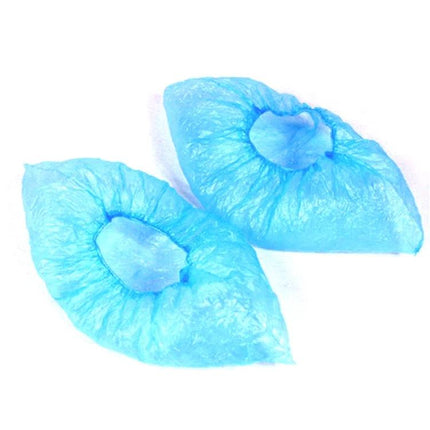 Disposable Outdoor Plastic Shoe Covers for Rain and Floor Protection, 100 Pack - Blue disposable shoe covers for wet weather and clean floors