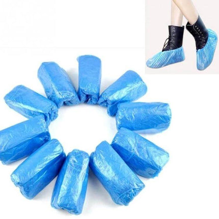 Disposable Outdoor Plastic Shoe Covers for Rain and Floor Protection, 100 Pack - Blue disposable shoe covers for boots and shoes