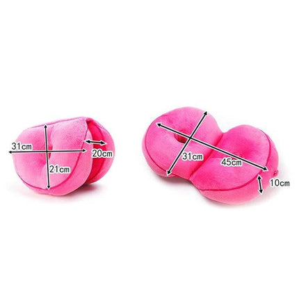 Memory Foam Hip Lift Seat Cushion For Comfortable Everyday Sitting pink double O-shaped memory foam cushion with measurements for desk, commute, posture support