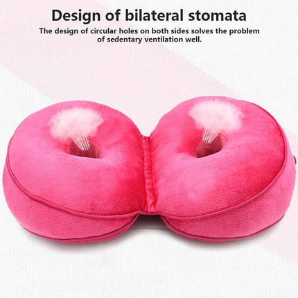 Memory Foam Hip Lift Seat Cushion For Comfortable Everyday Sitting - pink double O-shaped memory foam cushion with bilateral hollow and V-shaped support