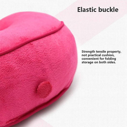 Memory Foam Hip Lift Seat Cushion For Comfortable Everyday Sitting shown pink plush cushion with elastic buckle and double O-shaped hollow for hip lift