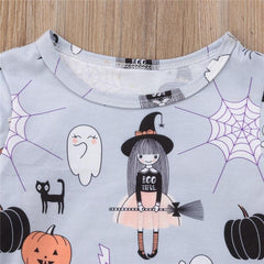 Charming Cartoon-Themed Long Sleeve Dress for Girls - Perfect for Halloween