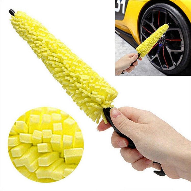 Versatile Tire and Wheel Cleaning Brush with Plastic Handle for Vehicles