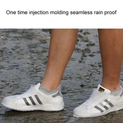 Low Toe Waterproof Shoe Covers for Men and Women Rain Protection - white PVC low-toe shoe covers slipped over sneakers on wet pavement