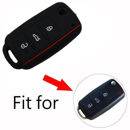 Do Not Touch My Key Style Silicone Car Key Cover For Volkswagen Jetta - black 3-button silicone snap-on VW/Skoda key protector