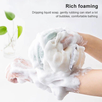 Bath Ball for Daily Skin Care During Home and Travel — hand lathering compact PE bath ball creating rich foaming exfoliation
