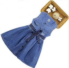 Casual Summer Sleeveless Denim Dress for Girls