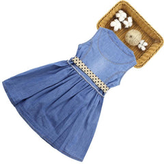 Casual Summer Sleeveless Denim Dress for Girls