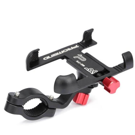 Promend Bike Phone Holder For Everyday Riding 360 Rotating Eagle Claw metal handlebar mount with red adjustment knobs and rubber grips