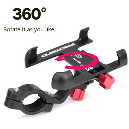Promend Bike Phone Holder For Everyday Riding 360 Rotating Eagle Claw metal handlebar mount with 360° rotation for phones, quick-access clamp