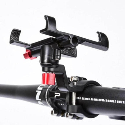 Promend Bike Phone Holder For Everyday Riding 360 Rotating Eagle Claw mounted on bike handlebar showing clamp and 360° rotating eagle claw grip