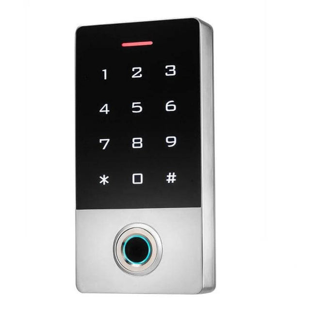 Waterproof Fingerprint and Password Door Access Controller with touch keypad and illuminated fingerprint sensor for secure entry