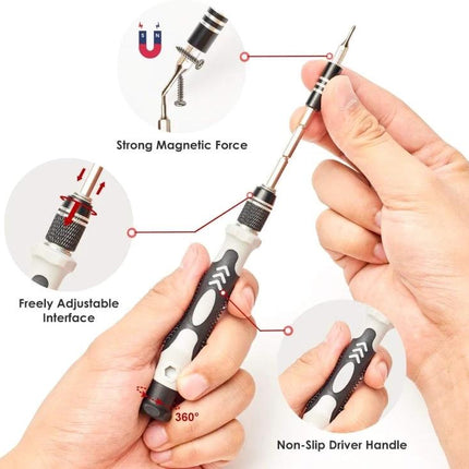 Versatile 110-Piece Magnetic Screwdriver Set for Device Repair - magnetic, adjustable bits, non-slip handle, precision screwdriver set