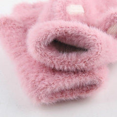 Kids' Cozy Fingerless Gloves - Warm Knitted Plus Velvet Half-Finger Design