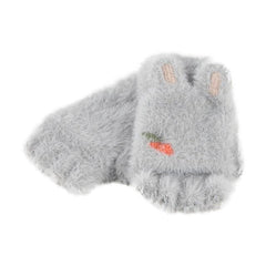 Kids' Cozy Fingerless Gloves - Warm Knitted Plus Velvet Half-Finger Design