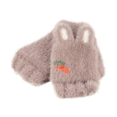 Kids' Cozy Fingerless Gloves - Warm Knitted Plus Velvet Half-Finger Design