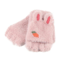 Kids' Cozy Fingerless Gloves - Warm Knitted Plus Velvet Half-Finger Design