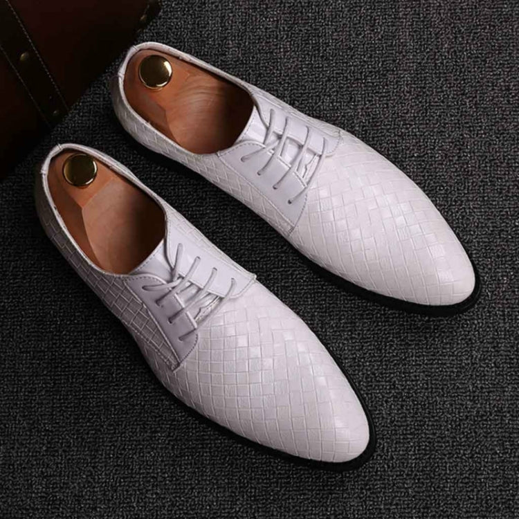 Men Business Dress Shoes Crocodile Leather Shoes Pointed Strips Brock Casual Shoes, 46, 47