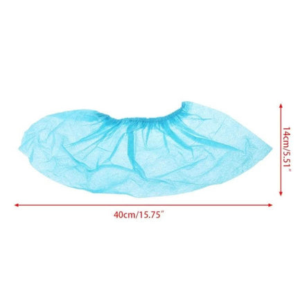 Disposable Non-Woven Shoe Covers for Indoor Floor Protection, 100 Pack - Blue disposable shoe cover with 40cm x 14cm dimensions