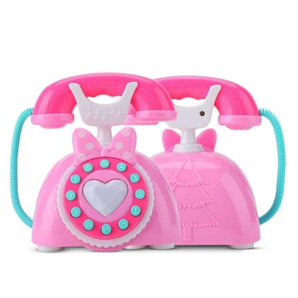 Educational Toy Telephone for Kids' Home Learning Playtime pink twin handsets pretend play language practice