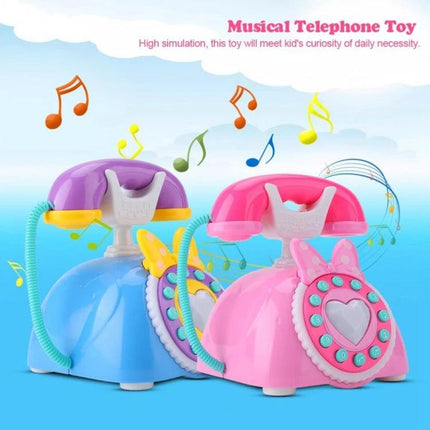Educational Toy Telephone for Kids' Home Learning Playtime - pink and blue musical pretend-play phones for toddler language and communication practice