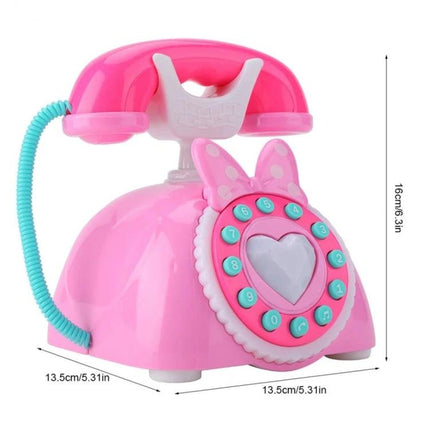 Educational Toy Telephone for Kids' Home Learning Playtime - pink pretend rotary phone for toddlers practicing communication and language