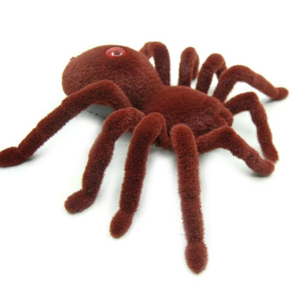Remote Control Spider Toy for Kids' Indoor Fun - fuzzy brown remote-control spider toy on white background, realistic crawling legs for indoor play