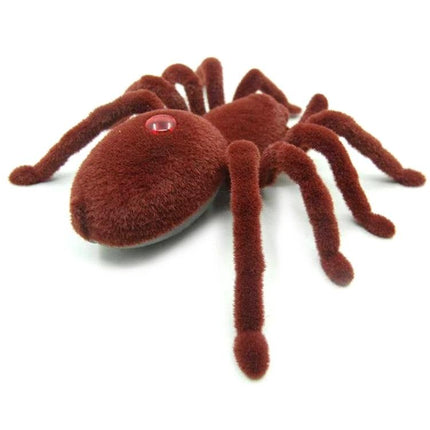 Remote Control Spider Toy for Kids' Indoor Fun — plush brown remote-controlled spider with eight fuzzy legs on white background