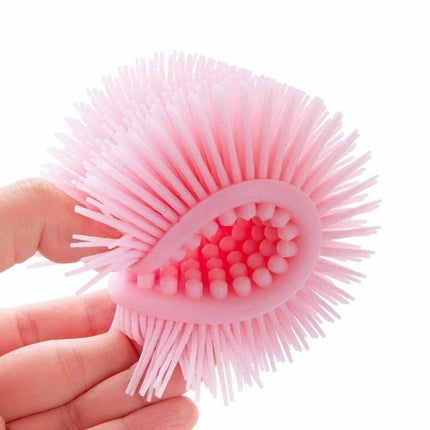 Soft Silicone Brush For Gentle Massage During Baby Bath Time - pink flexible silicone baby bath massaging brush