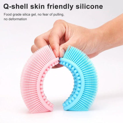 Soft Silicone Brush For Gentle Massage During Baby Bath Time - pink and blue flexible silicone baby bath massage brushes