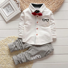 Toddler Boys' Bow Tie Long Sleeve Shirt and Letter Print Pants Outfit Set