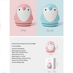 Cute Penguin 220ml USB Aroma Humidifier - Air Diffuser & Mist Maker for Home, Office, and Car