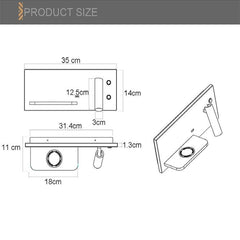 Modern Wireless Wall Lamp with USB Charger for Headboard and Reading Light