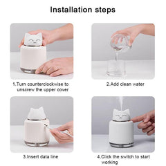 Cute Animal Themed USB Humidifier and Night Light for Home Bedroom