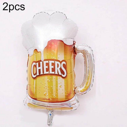 Birthday Party Foil Balloon Set Wine Bottle and Glass Shapes - beer mug foil balloon with CHEERS design for birthday party décor