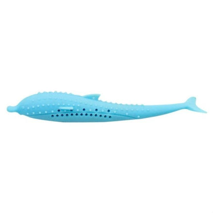 Catnip-Infused Silicone Dolphin Toy for Daily Cat Play at Home – blue vented silicone dolphin with catnip holes for interactive tossing and pouncing