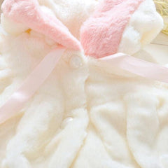 Baby Girl's Cute Hooded Rabbit Ears Fur Shawl Coat for Winter