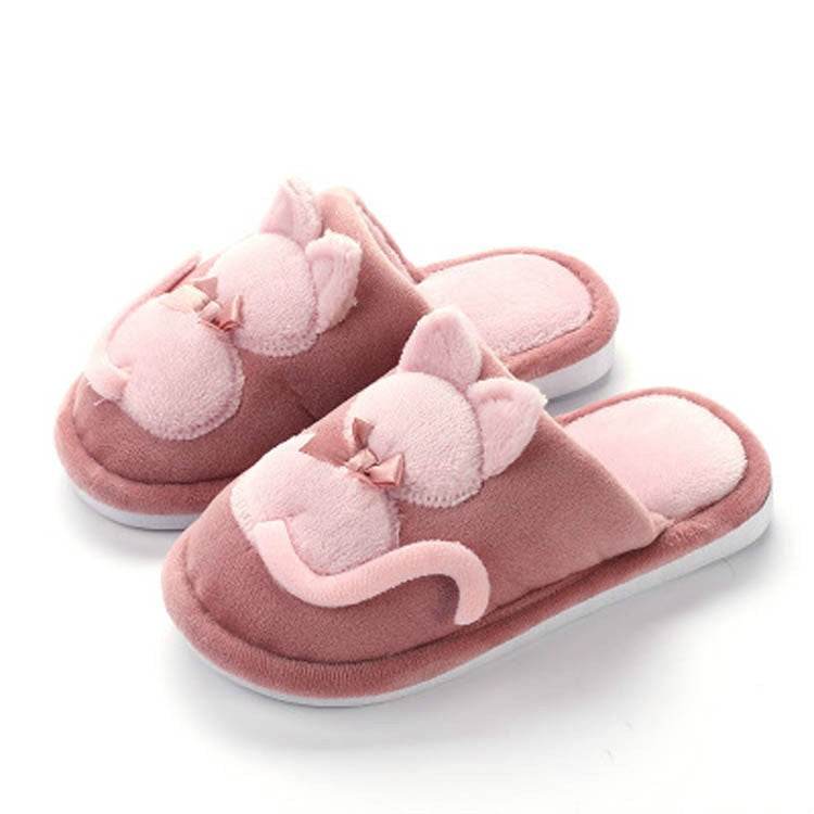 Cartoon Cat Warm Non-slip Floor Slippers Kids Indoor Shoes