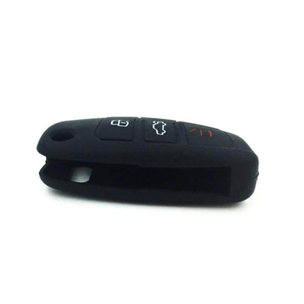 Car Key Cover Silicone Flip Case For Audi Key Fob Black Keeps Keys Safe - black silicone flip key fob cover protecting buttons and edges