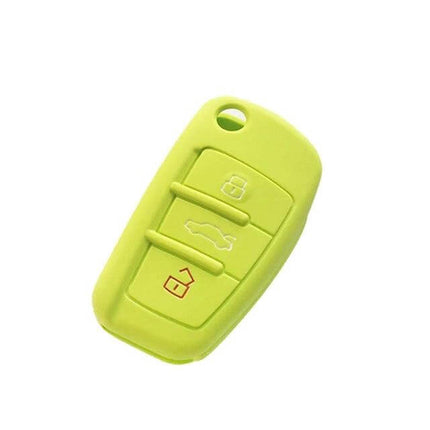 Car Key Cover Silicone Flip Case For Audi Key Fob Black Keeps Keys Safe - lime green silicone flip key fob cover protecting buttons