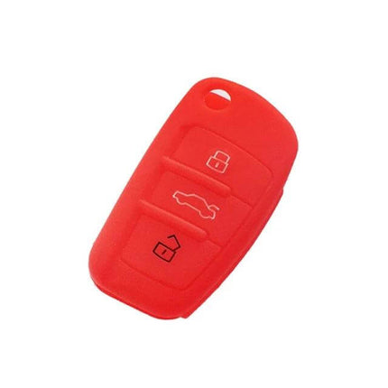 Car Key Cover Silicone Flip Case For Audi Key Fob Black Keeps Keys Safe - red silicone protective flip key fob cover