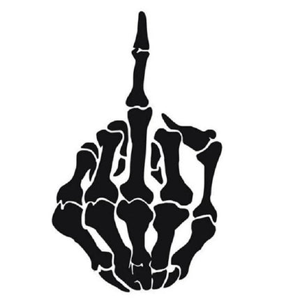 Set of 10 Reflective Car Stickers with Middle Finger and Bones Designs black skeleton middle finger sticker 15x9.5cm reflective PET