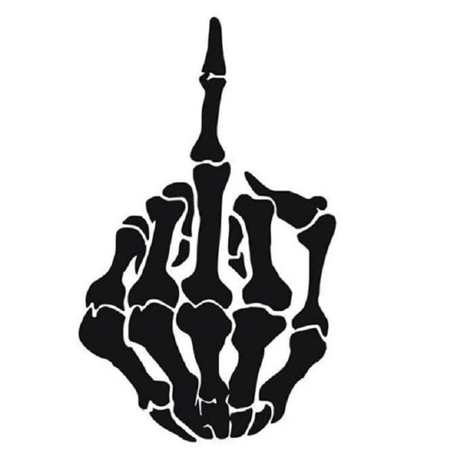 Set of 10 Reflective Car Stickers with Middle Finger and Bones Designs black skeleton middle finger sticker 15x9.5cm reflective PET