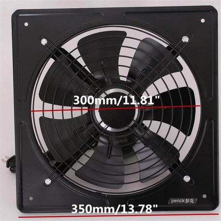 Exhaust Fan 12-Inch Window Ventilation for Kitchen black 12-inch window exhaust fan 220V 60W 1650m3/h 7-blade kitchen ventilation