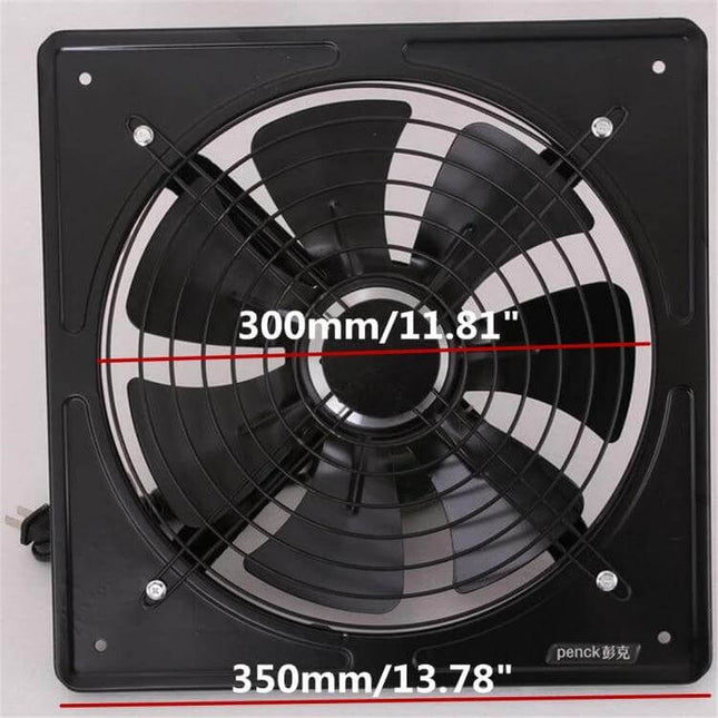 Exhaust Fan 12-Inch Window Ventilation for Kitchen black 12-inch window exhaust fan 220V 60W 1650m3/h 7-blade kitchen ventilation